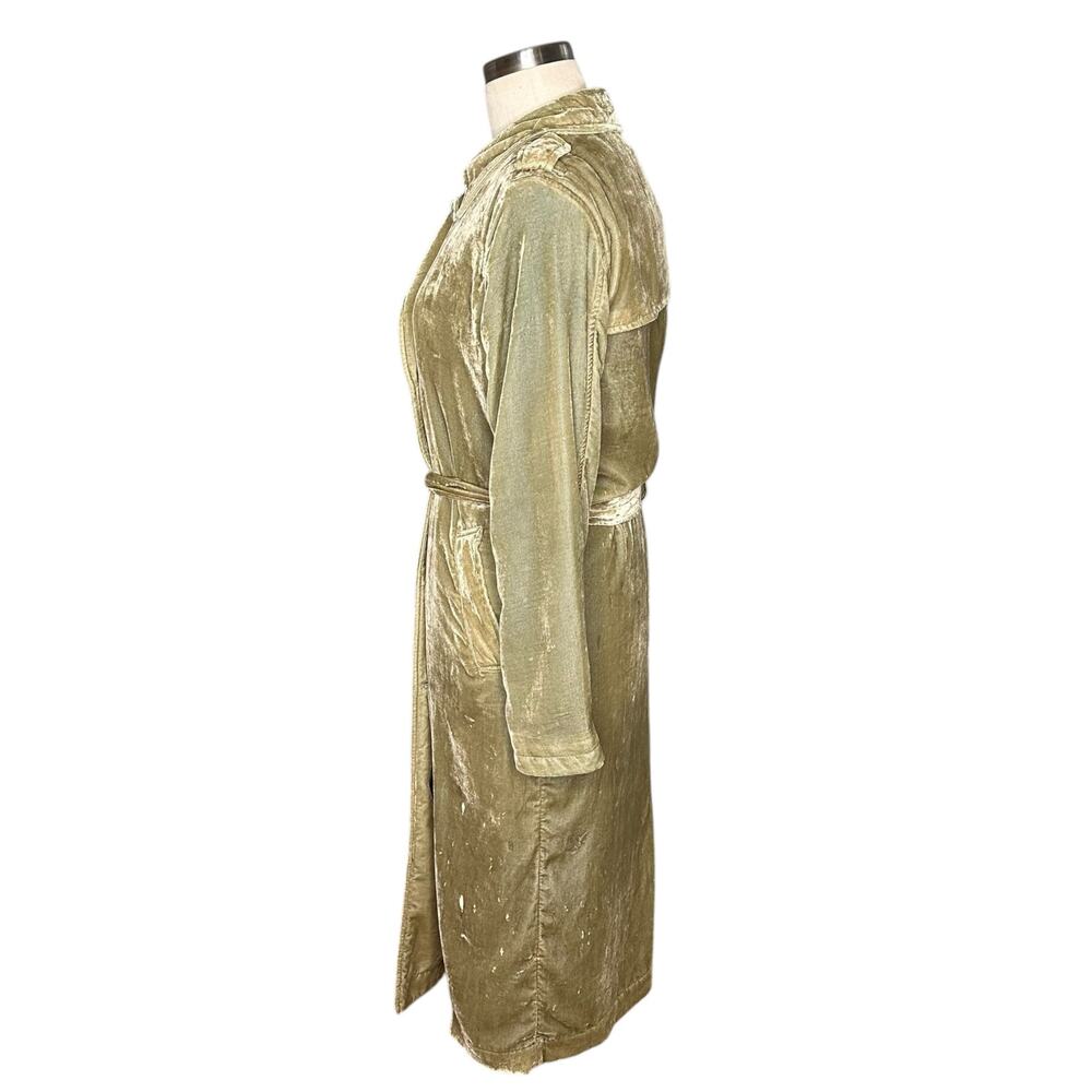 SCOTCH & SODA Very Very Velvet Green Belted Trench Coat Jacket Women's Size S - Picture 2 of 10